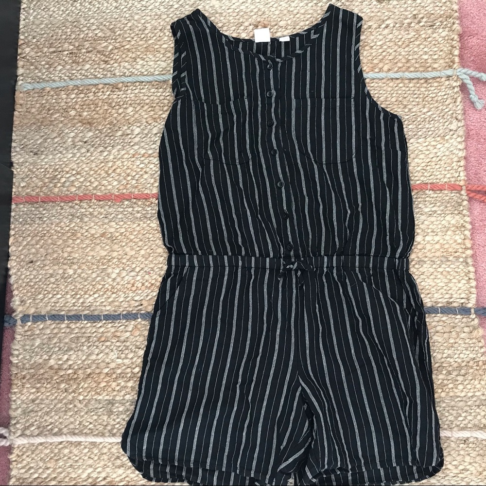 Gap black and white stripped romper